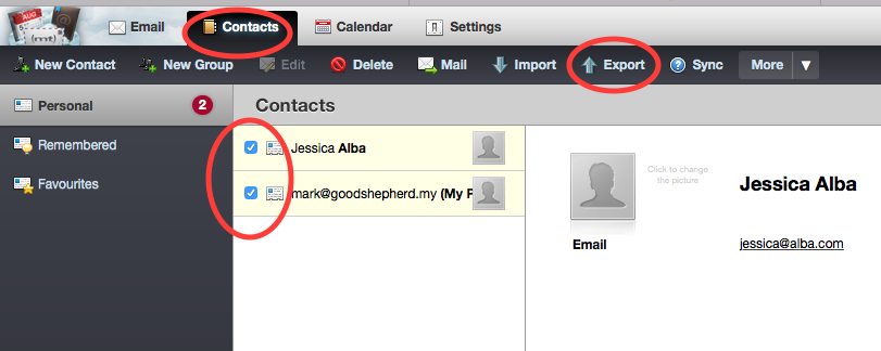 legacy contact export